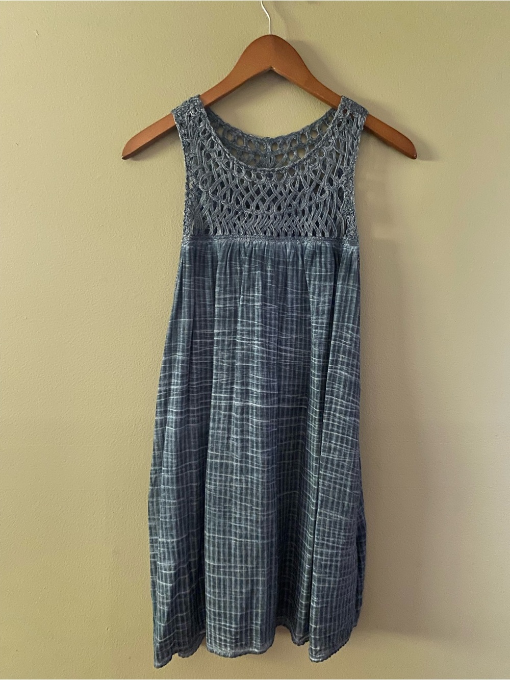 Anthropology Pilcro Slate Blue Crochet Yoke Dress